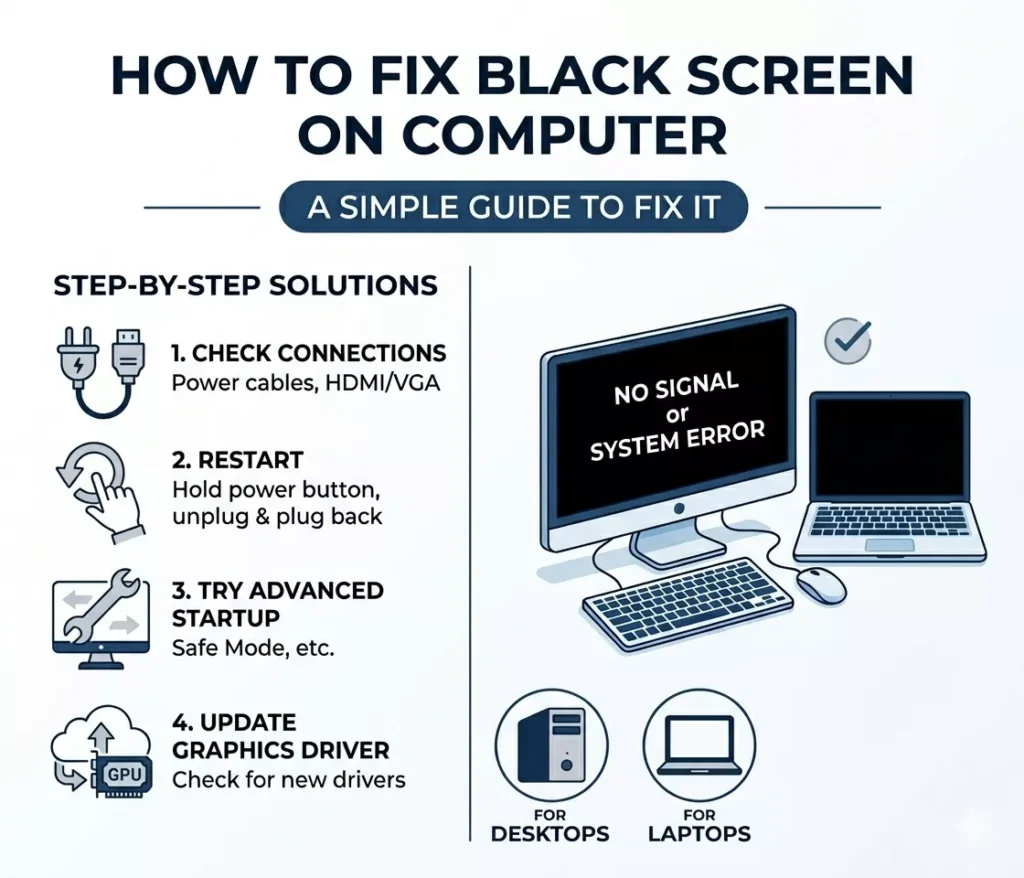 How to Fix Black Screen on Computer: A Simple Guide to Fix it