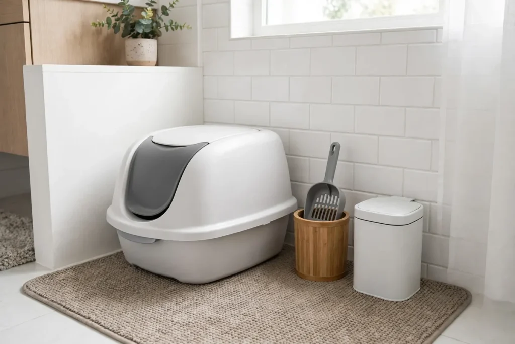 Keep A Litter Box Area Clean Featured